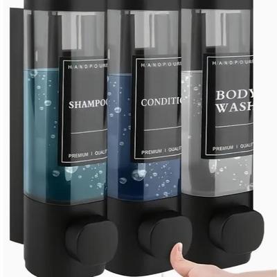Настенный трехголовочный дозатор для мыла, геля для душа и дезинфицирующего средства для рук, ручной пресс-дизайн без перфорации для домашнего и гостиничного использования.