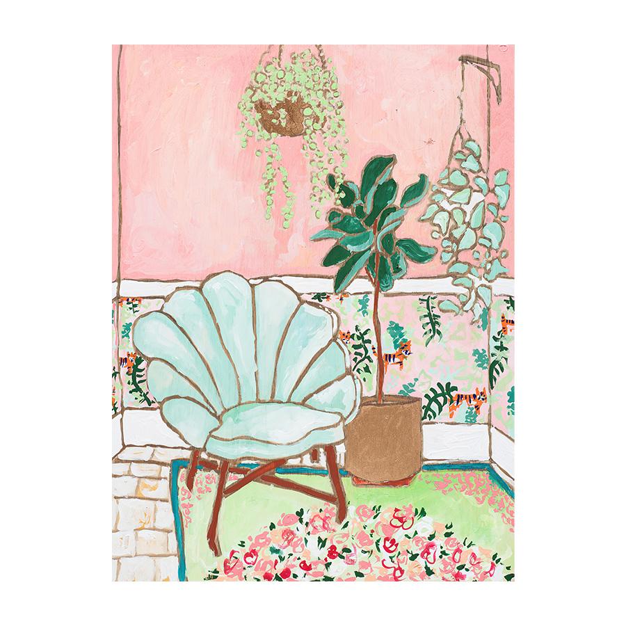 Nostalgic Retro Oil Painting Sofa Cat Plant Poster Painting Core Printing Wall Art Home Decoration Canvas Painting Frameless