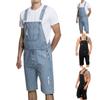 Men's Overall Casual Jumpsuit Jeans Wash Broken Pocket Trousers Suspender Pants