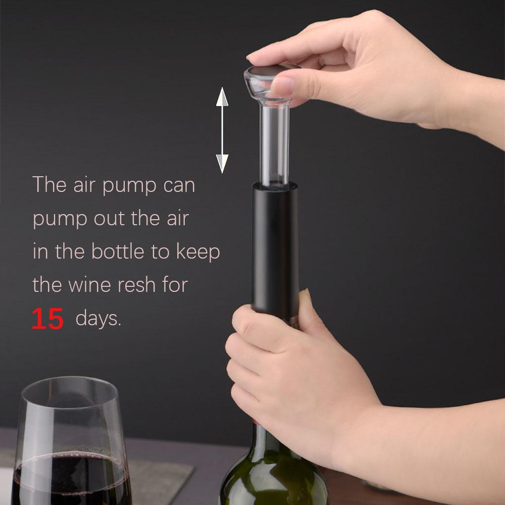 Вакуумный насос для вина с пробкой для бутылок, силиконовая пробка для вакуумного уплотнения, вакуумный упаковщик Wine Saver Preserver, черный