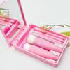 Portable Boxed Mini Makeup Brush Set with Mirror - 5-Piece