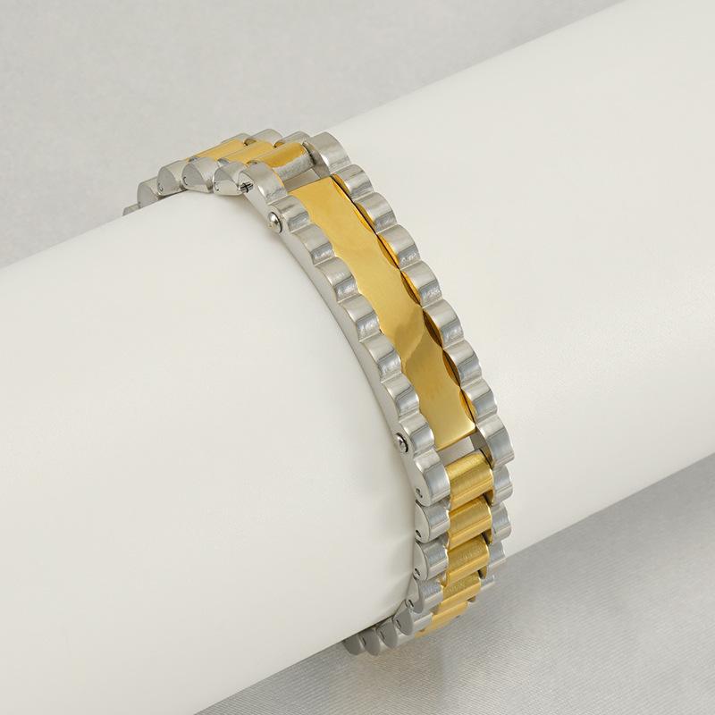 Модный мужской браслет из нержавеющей стали, персонализированная цепочка для часов, мужская бижутерия из титановой стали 18 карат