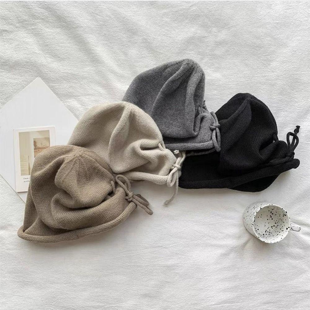 Сплошной цвет вязаная шапка теплый штабелируемый капот унисекс шапочки женские