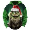 3D Print Christmas Cat Graphic Hoodie Men's Cute Santa Claus Pattern Loose Casual Comfortable Clothes Autumn Harajuku Style Kids Pullover