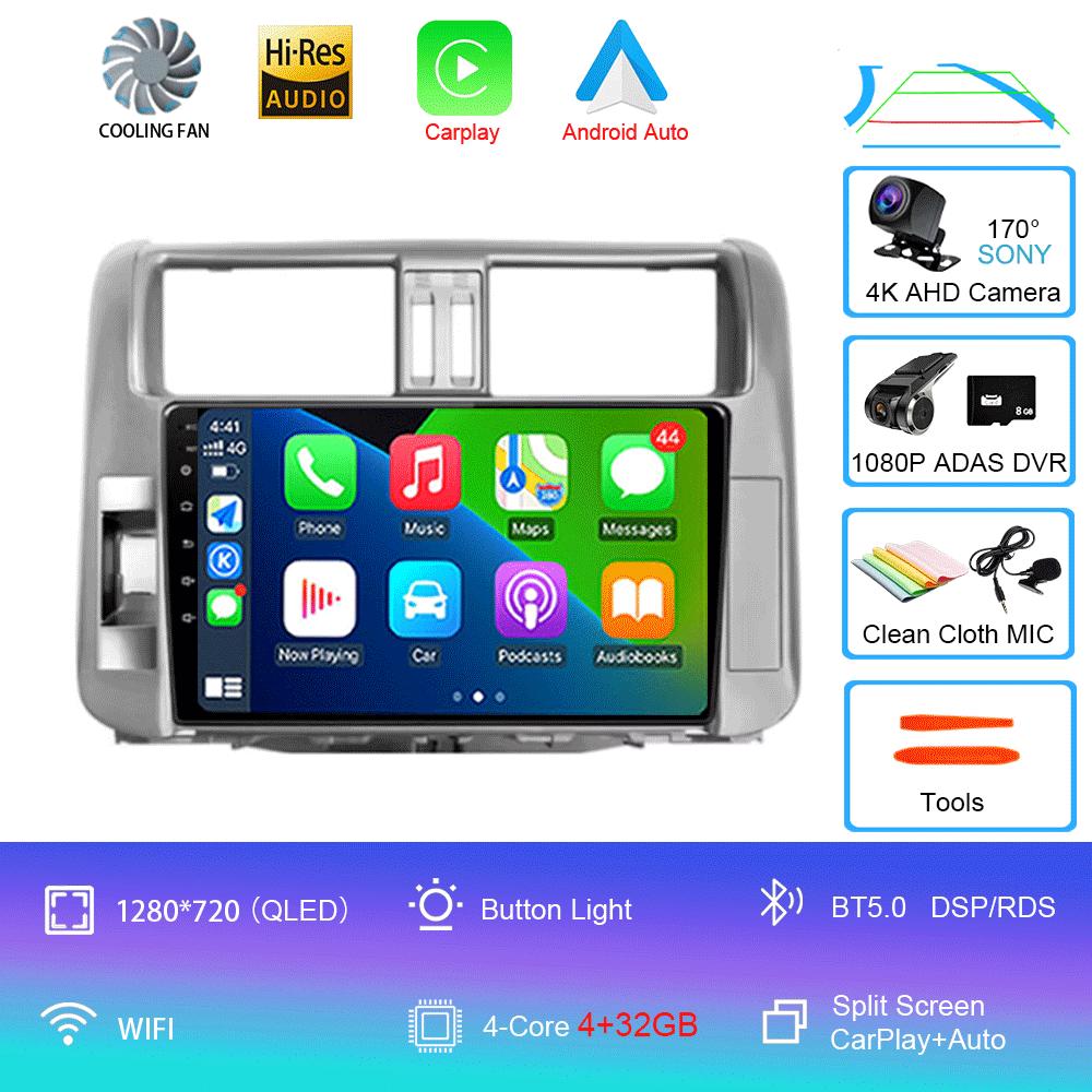 Car Radio Android 14 Carplay Auto For Toyota Land Cruiser Prado 150 2009 - 2013 Navigation GPS Multimedia Player Video Stereo BT