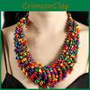 Wooden Colored Creative Bead Woven Necklace Neck Accessories For Gift Holiday