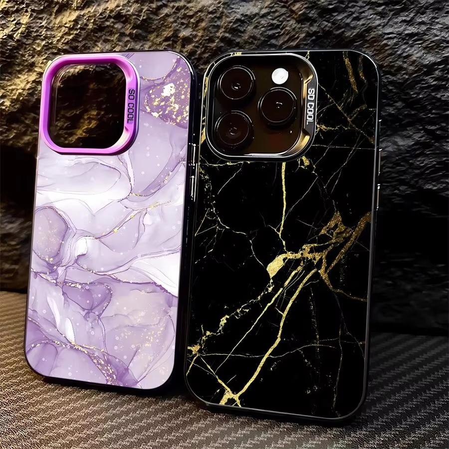 Роскошный Чехол для Телефона с Мраморным Цветовым Рисунком Для iPhone 16 15 14 13 12 11 Pro Max 7 8 Plus XR XS Max Ударопрочный Силиконовый Матовый Чехол