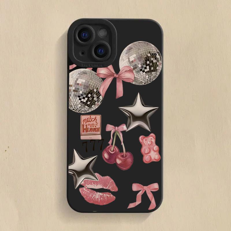 Чехол с блестящим хрустальным шаром и розовым бантом в виде вишневого узора для Redmi Note 14 13 12 11 Pro Plus 5G 12S 11S 10S Redmi 13C 14C