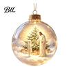 Indoor Outdoor Festive Decor Glowing Christmas Story Ornament, Light-Up 3D Hanging Ball with Warm LED, Mini Seasonal Home Decoration Supplies Holiday