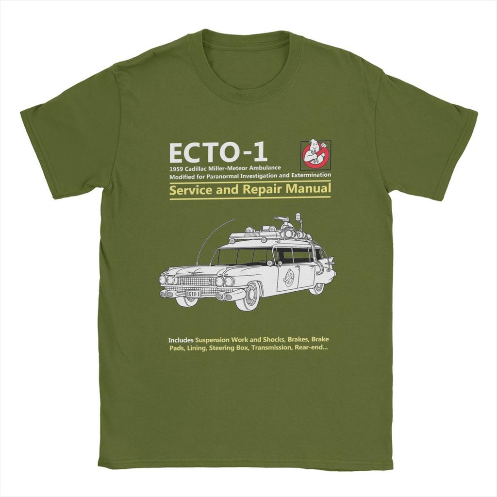 ECTO-1 Service And Repair Manual Ghostbuster Movie T-Shirts for Men Cotton Tees O Neck Short Sleeve T Shirt Gift Idea Clothes