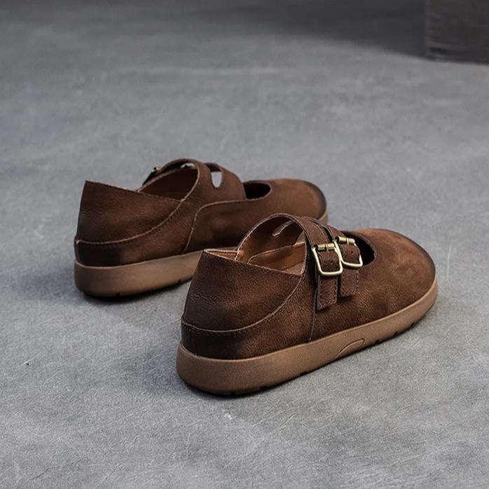 Johnature Ретро Мягкая Кожа Мягкая Подошва Удобные Плоские Туфли Круглый Носок Женские Туфли Из Коровьей Кожи