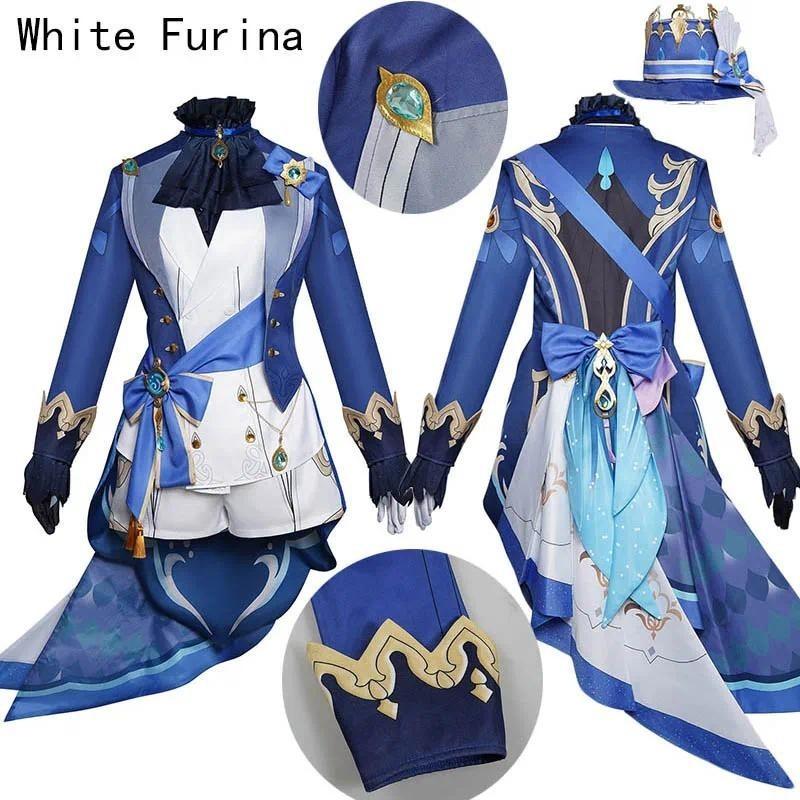Furina/Focalors Косплей Аниме Игра Genshin Impact Костюм Коронированная Прима Униформа Парик Шляпа Платье Женская Вечеринка на Хэллоуин Ролевая Игра Одежда Одежда