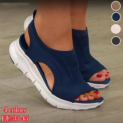 Новые женские удобные повседневные пляжные сандалии на танкетке, пляжные римские сандалии на платформе на танкетке, летние спортивные женские туфли больших размеров