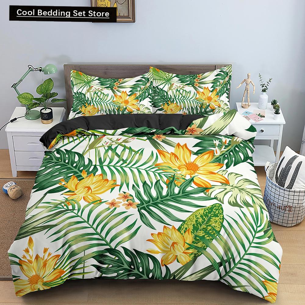 Комплект постельного белья «Природа» с изображением тропических зеленых листьев, джунглей и растений, пододеяльник с 3D-ботаническим рисунком из полиэстера