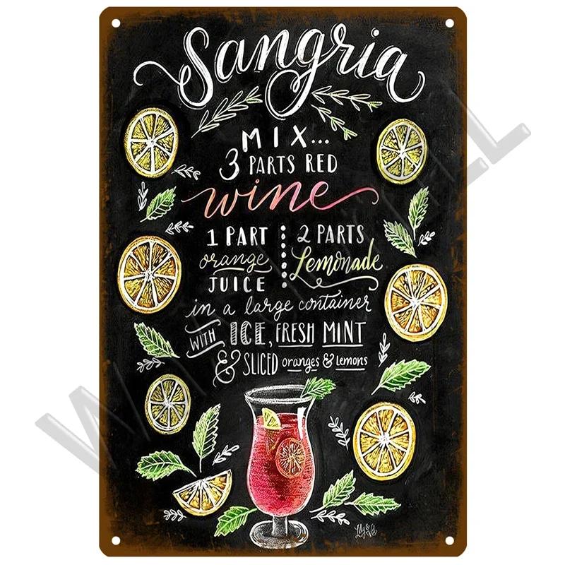Metal Sign Vintage Tin Signs Retro Decorations Gin & Tonic Cocktail Plate Decorative Poster Plaque Bar Kitchen Home Wall Decor