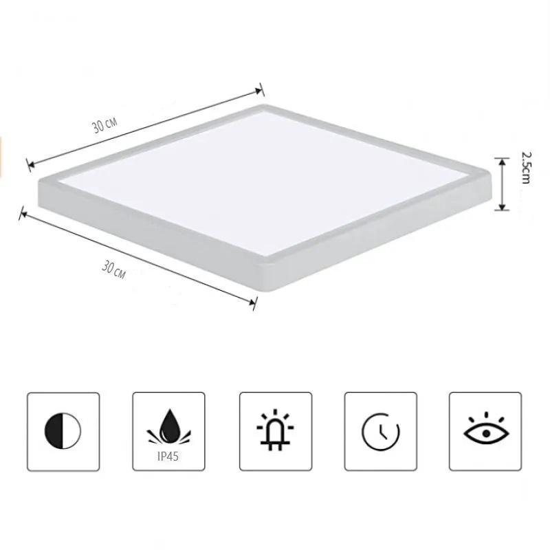 Светодиодный потолочный светильник 24 Вт 2700LM IP45 Водонепроницаемый потолочный светильник Тонкий 6500K Холодный белый Современный потолочный светильник для гостиной, кухни, ванной комнаты, балкона