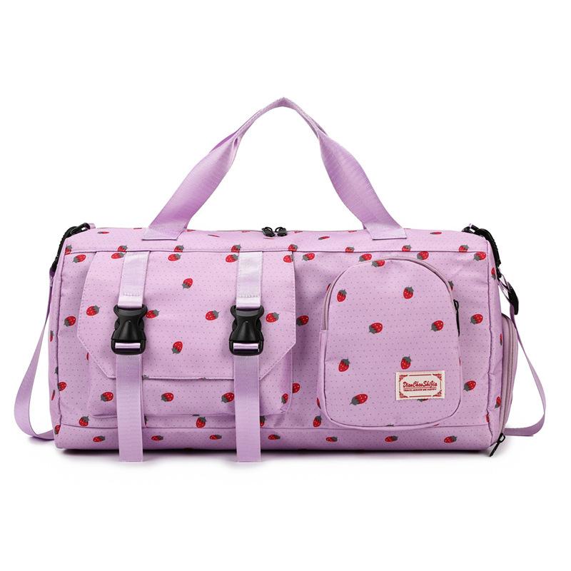 Portable strawberry travel bag Large capacity duffel bag Dry and wet separation fitness bag Independent shoe compartment Storage maternity bag