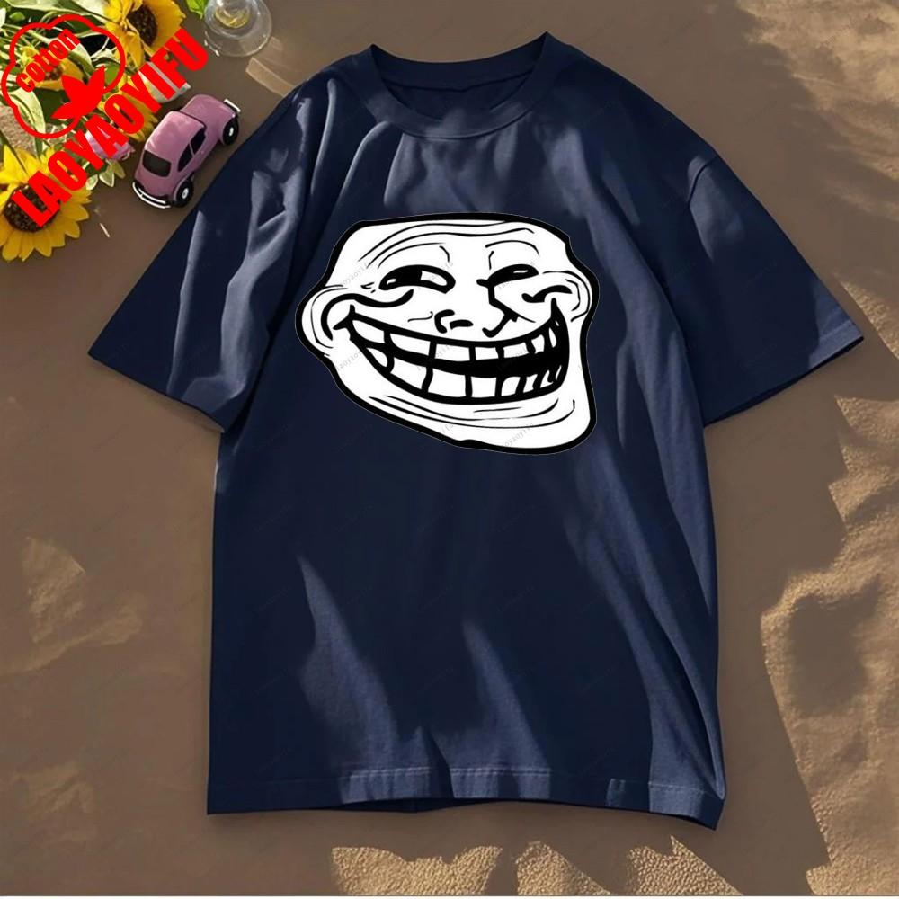 Rage Comic Trollfac Printed T Shirts Funny Anime Pure Cotton Top Tees Men Summer Short Sleeves T Shirt O Neck Fashion Tshirt