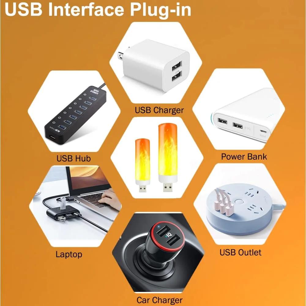 Светодиодные лампы с эффектом пламени 5 В USB, USB-лампа-пламя, лампа-свеча, беспламенный ночник, мерцающая лампа огня для домашнего декора для вечеринок