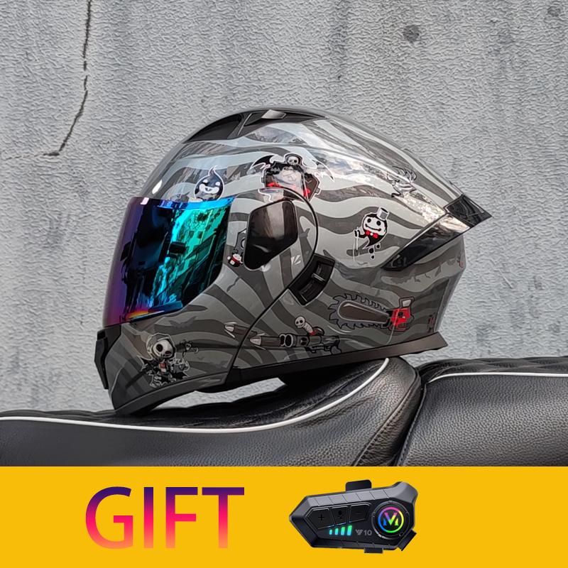 ORZ Мотоциклетный шлем Модульный шлем-флип с двойным визором Полнолицевой шлем Поставляется с Bluetooth-наушниками Модель 103