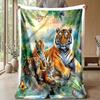 Tiger Family in Jungle 1 Theme blanket Lightweight Warm Flannel Blanket Decorative Throw Blanket for Home Decoration