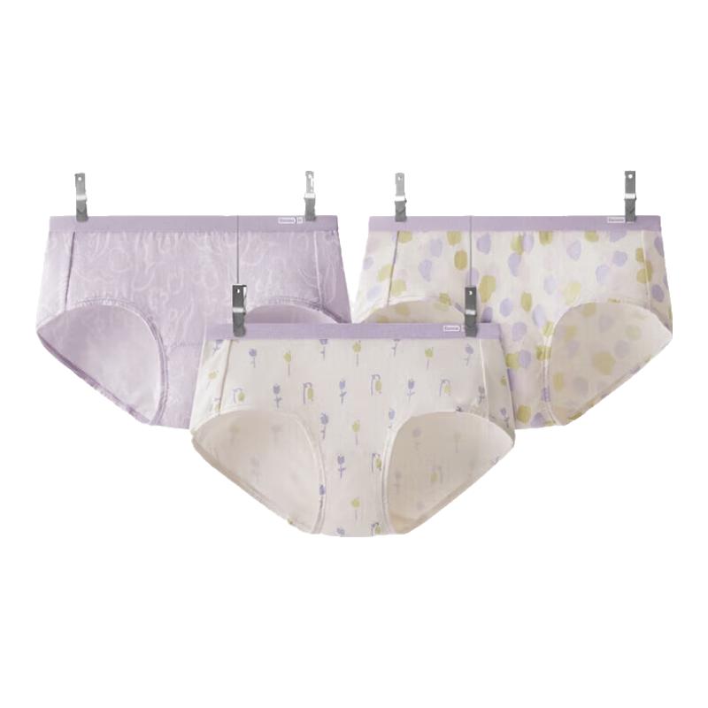 Bananain 501C Women's Printed Mid-Waist Briefs, 3-Pack