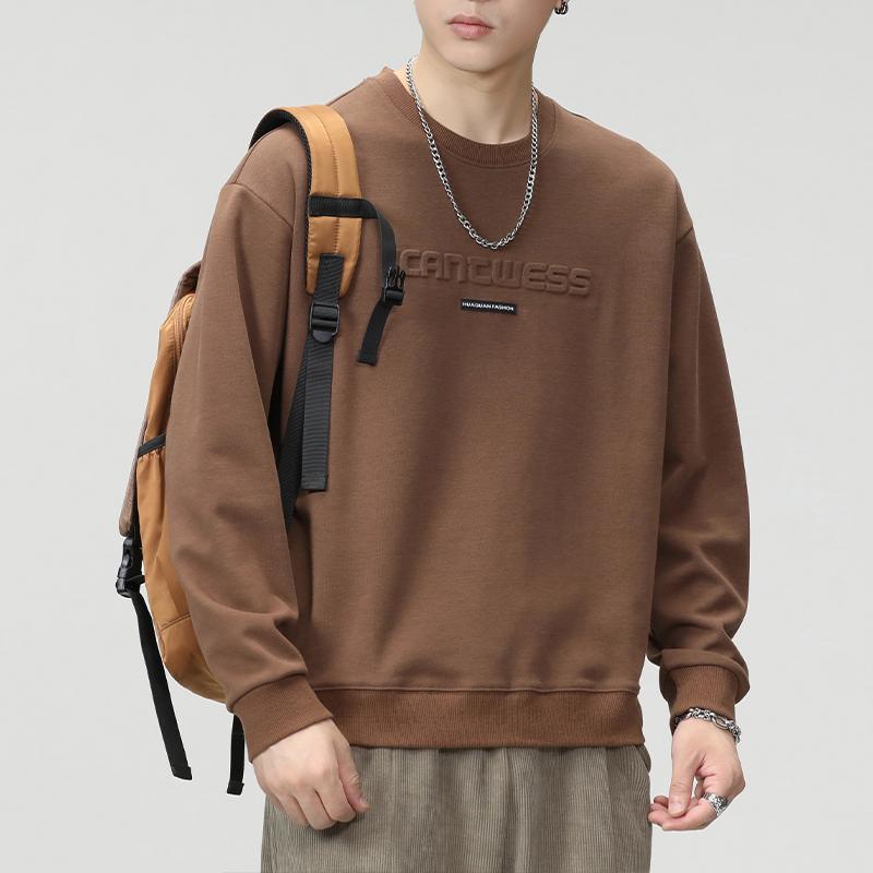Men Vintage Casual Loose Round Neck Long Sleeve Pullover Sweatshirt