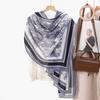 Forest-style Women's Scarf Literary and Versatile Cotton and Linen Hand-print Long Scarf Gauze Scarf Travel Photo Sunscreen Shawl