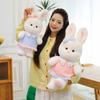 New Cute Jk Vertical Pattern Skirt Little White Rabbit Plush Toy Couple Rabbit Doll Give Girls Children Birthday Gifts