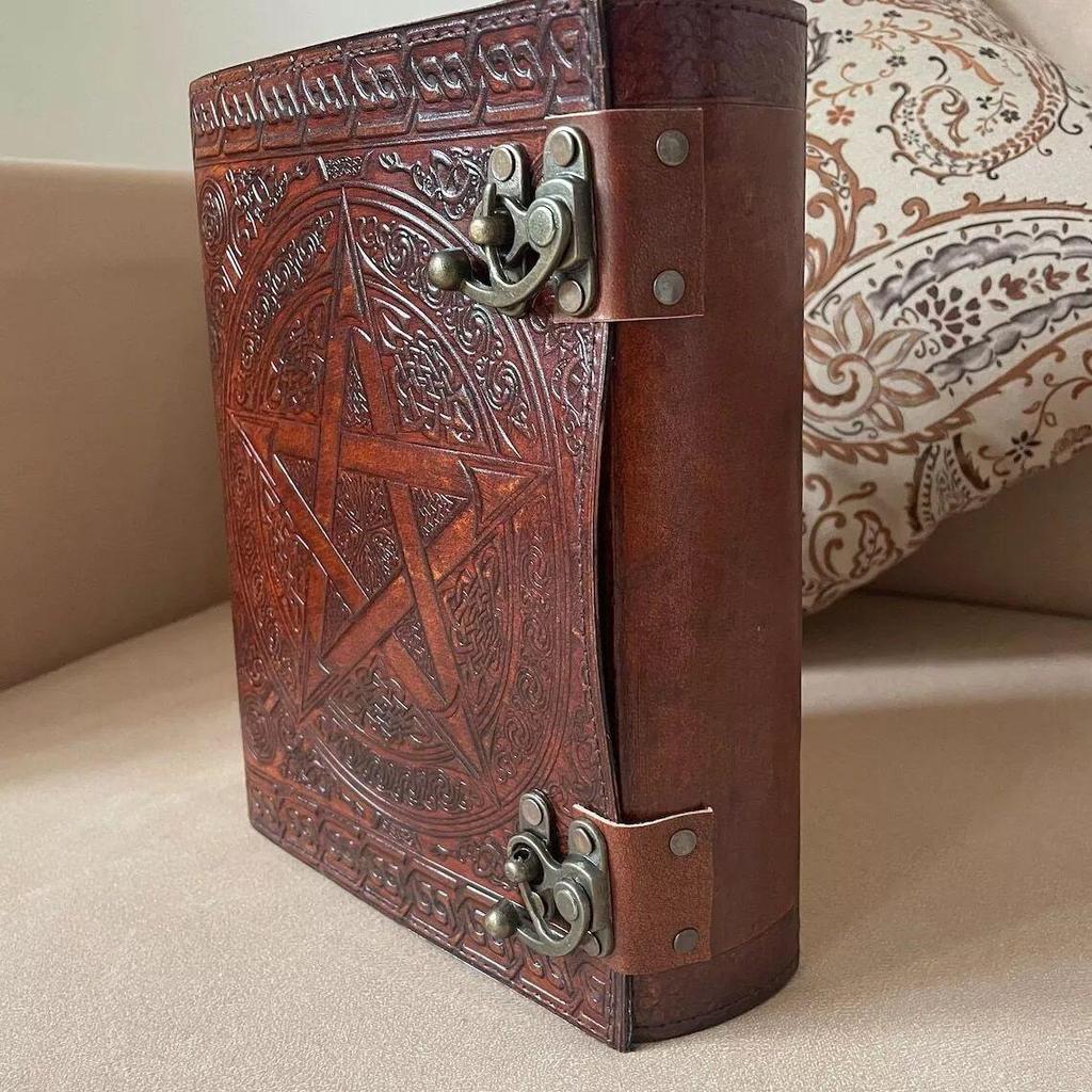 Handmade 600 Pages Leather Journal, Pentagram Embossed Journal