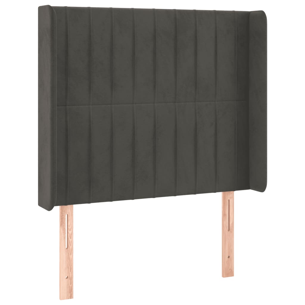 LED Headboard Dark Grey 83 x 16 x 118 128 cm Velvet