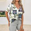Womens Short Sleeve V-Neck Shirts Floral Print Loose Casual Basic Tees Summer Tops