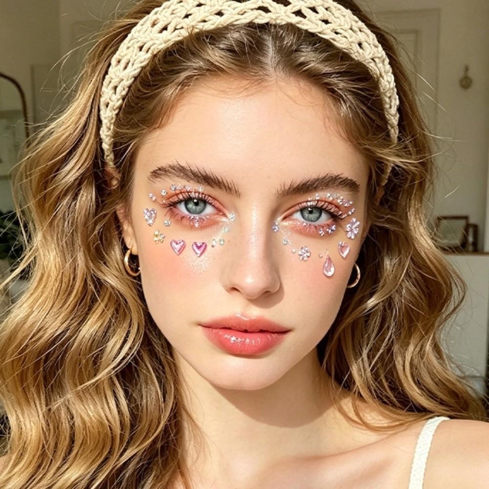 3D Resin Face Eye Jewels Sticker with Adhesive Backing Crystal Gem Sticker Christmas Party
