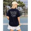 Sunday Tennis Club American Vintage Sports Style Letter Print Casual Pure Cotton Short Sleeve T-shirt Women