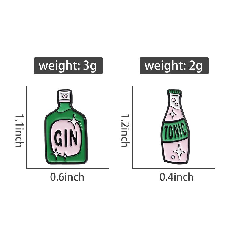 Эмалевые значки в виде винных бутылок, пользовательские броши GIN TONIC, значки на лацкан, мультяшные забавные украшения, подарок для друзей
