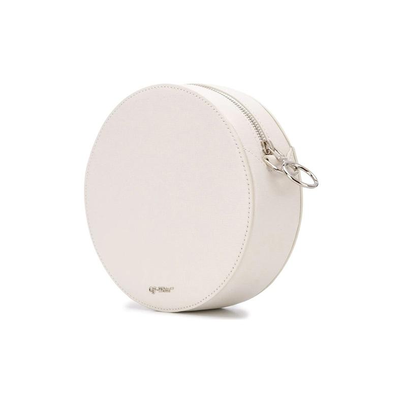 Off-White Diagonal Stripe Printed Round Zipper Leather Shoulder Crossbody Bag Unisex bags Off-White OWNA110S20LEA0010310
