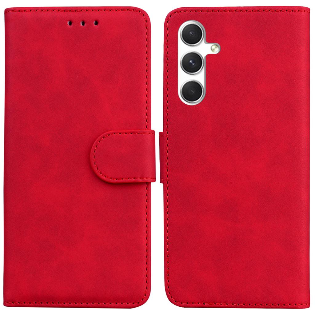 For Samsung Galaxy S25 Case Solid Color Leather Wallet Phone Cover