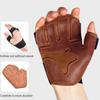 1 Pair Four-finger Ventilated Gym Wristband Cowhide Fitness Workout Gloves  Pull-ups