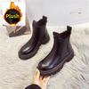 Женские челси из кожи, новые, осенне-зимняя мода, женская верхняя одежда, круглый носок, дизайнерские ботильоны, ретро, женская обувь на платформе