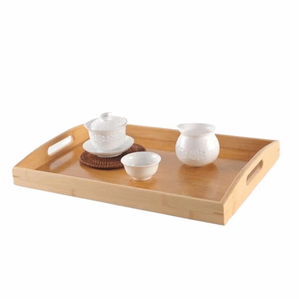 With Handles Bamboo Serving Tray Aesthetic Food Storage Tray Wooden Organizer Tray Spoons