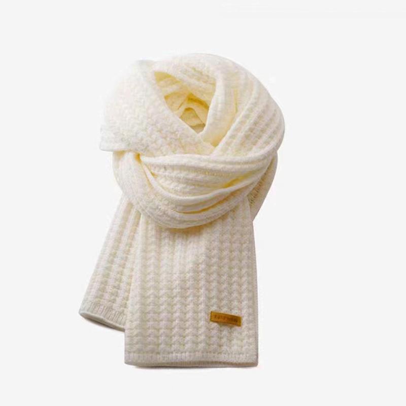 1PC Fashion Knitted Scarf Winter Warm Solid Color Neck Cover Thickening Windproof Vintage Scarf