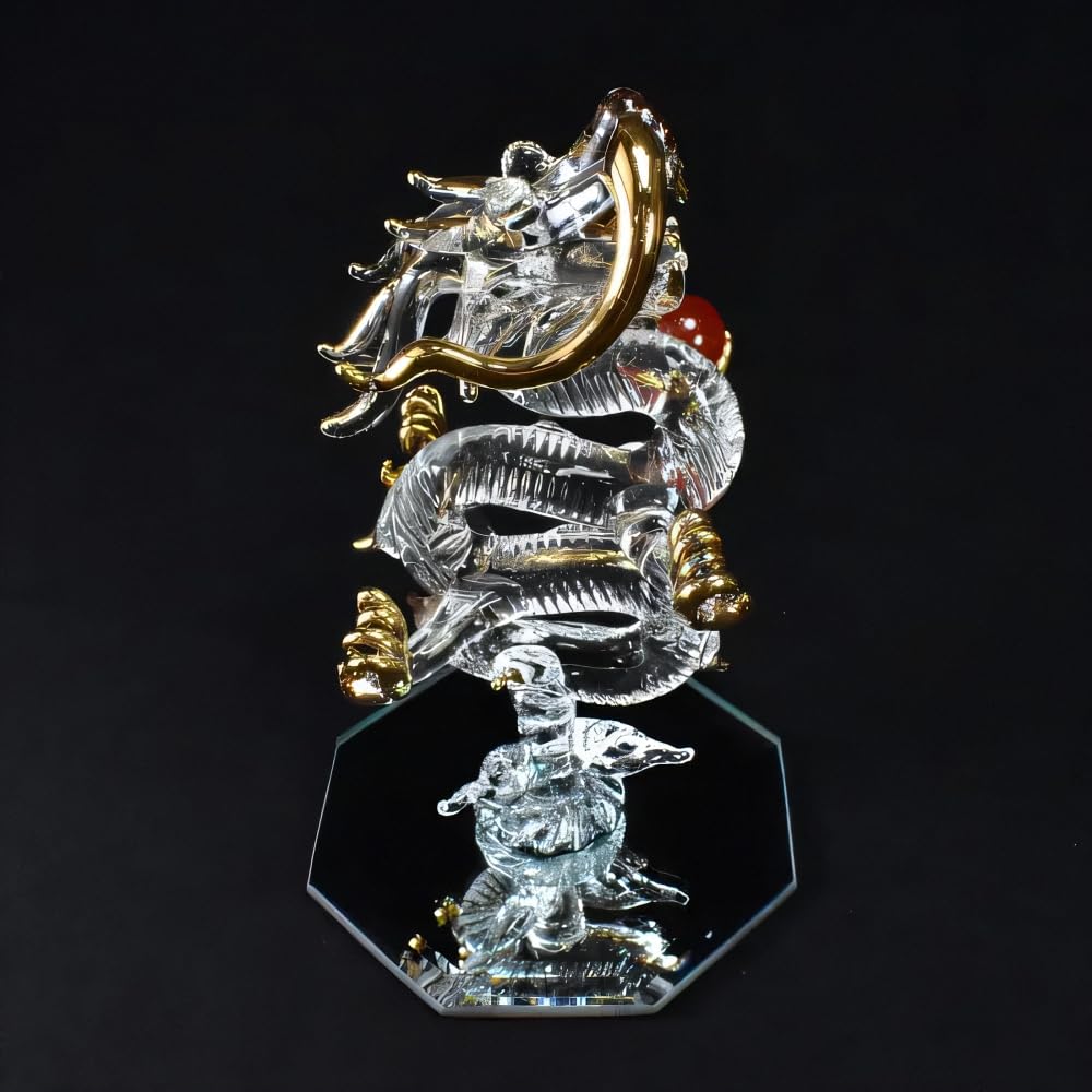 Fourcart Милая стеклянная поделка ручной работы с натуральным камнем Восходящий дракон (Красный Агат)