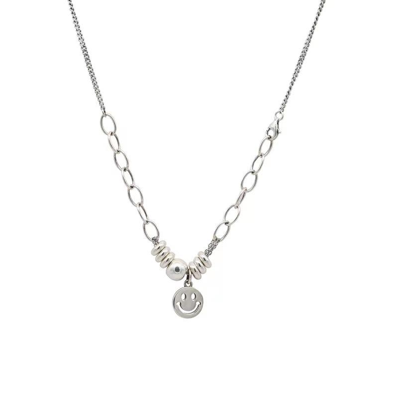 Новое ожерелье из титановой стали, подвеска в виде смайлика, ожерелье для мужчин и женщин, цепочка на ключицу с холодным ветром