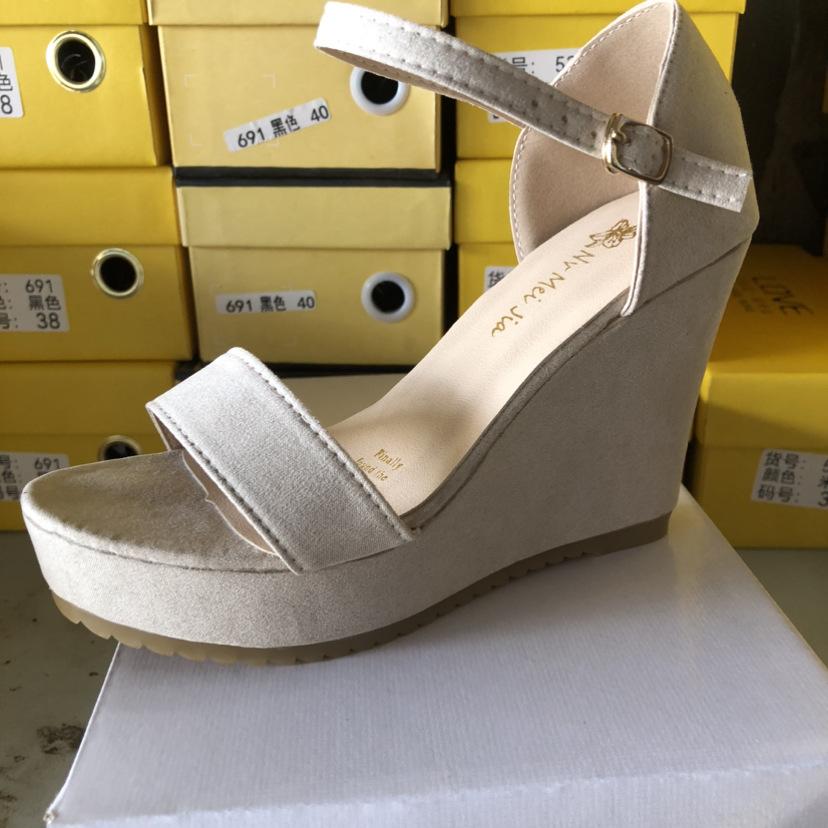 Fashion Beige Heeled Sandals Comfort Shoes for Women Open Toe Buckle Strap Clogs Wedge Large Size Black Peep Velvet Low Fashion Platform