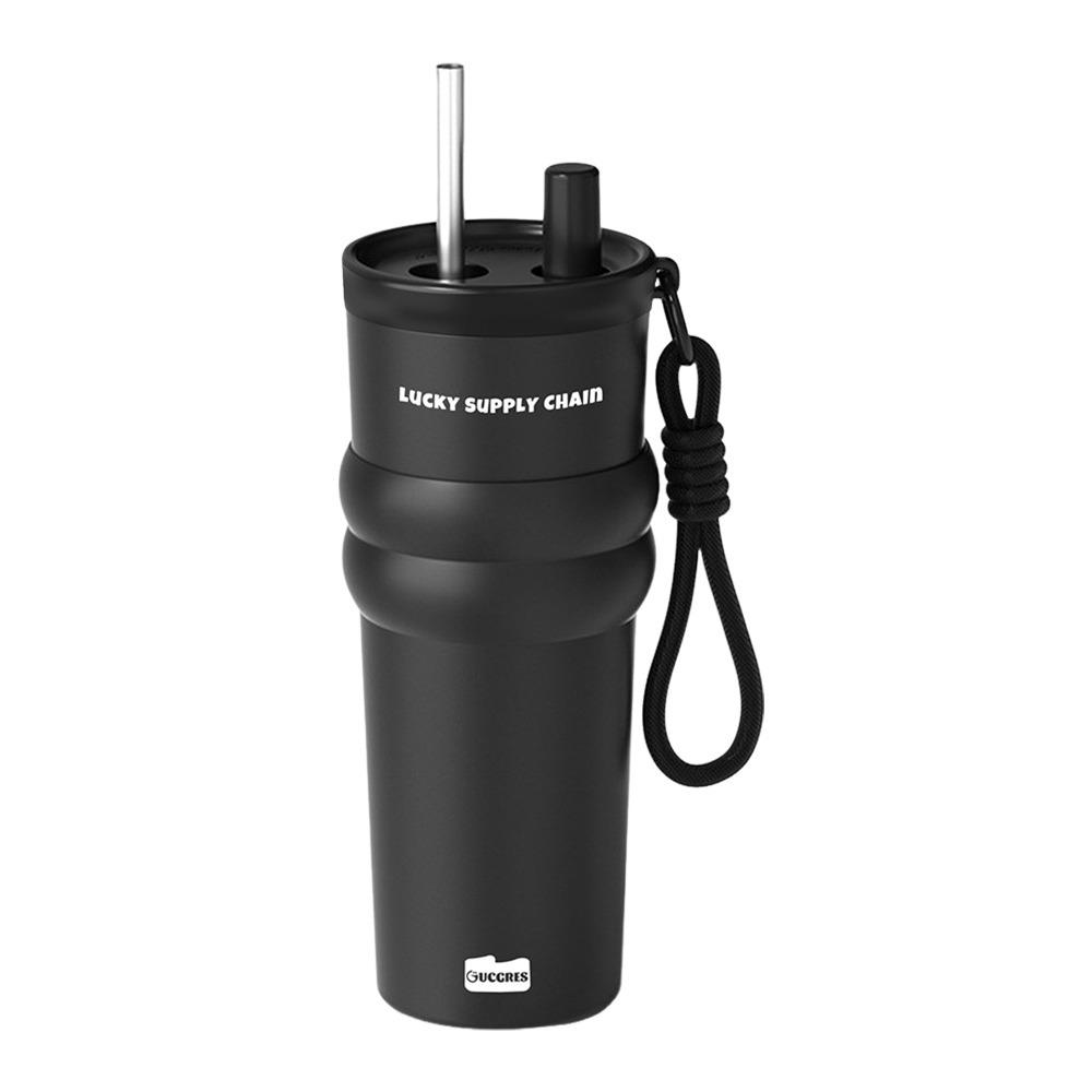 Large Capacity Vacuum Insulated Bottle 700ML Straw Cup Durable Water Bottle