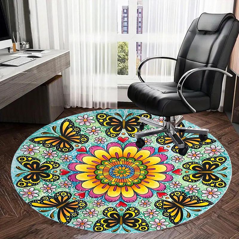 1pc Office Carpet Chair Mats Butterfly Mandala Artwork Perfect for Decorating Office Chairs, Living Rooms, Or Bedrooms.YDT256