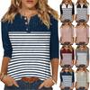 Women's T Shirt Print Button 3/4 Sleeve Daily Weekend Fashion Basic V- Neck Regular Top