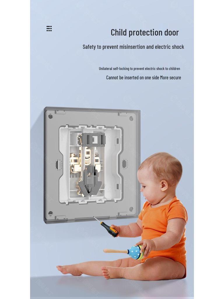 Ультратонкий Тип 86 Светло-серый 16A Одноклавишный Двойной/Многоклавишный Выключатель Розетка