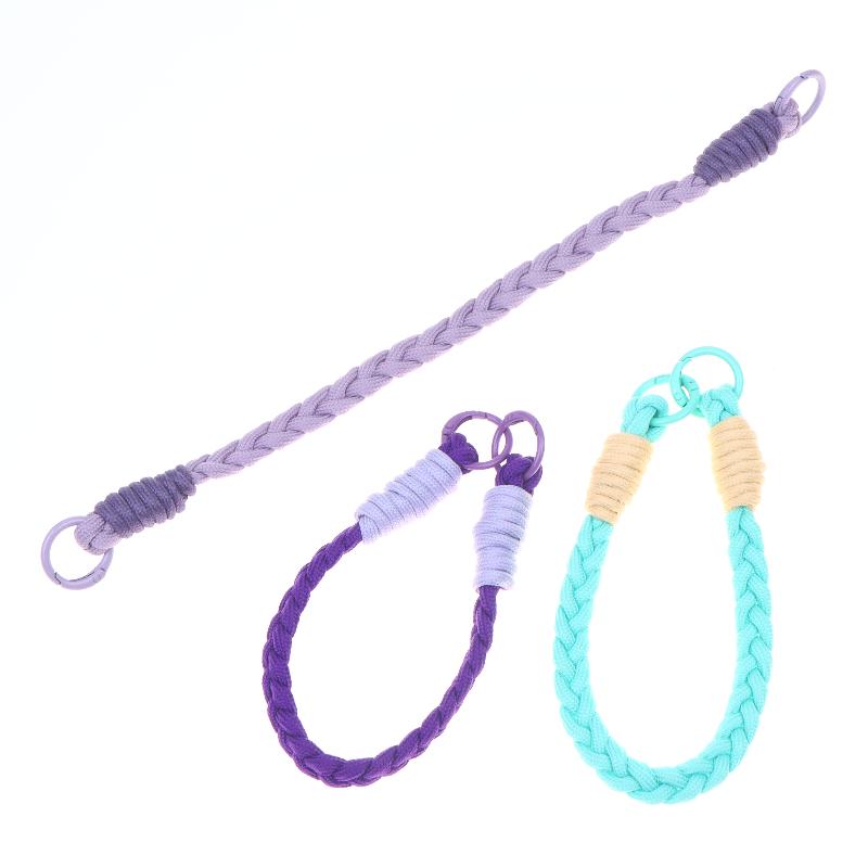 Dopamine Four-Strand Braided Short Phone Lanyard Fashion Color Block Cable-Knit Wrist Strap Durable for Running Hanging Small Accessories