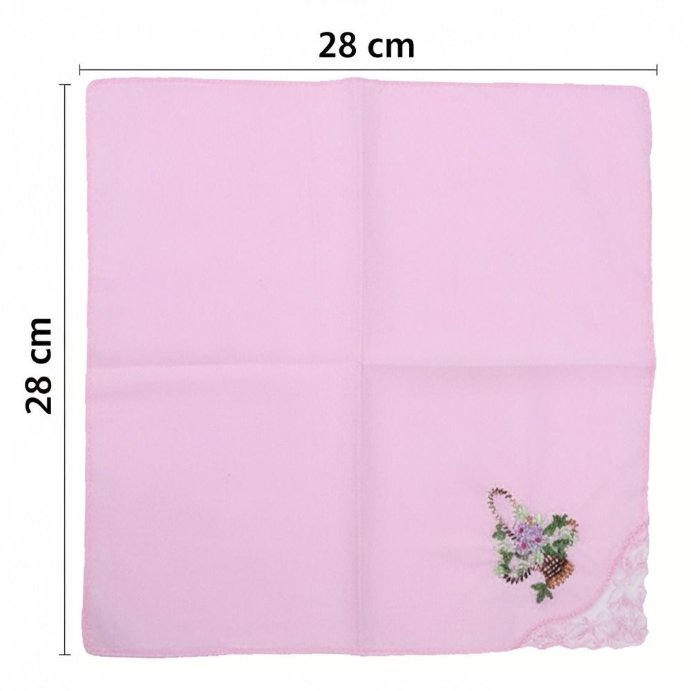 Soft Embroidered Floral Cloth Reusable Hankies Fabrics Elegant Lace Flower Hanky  For Women